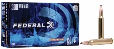 Federal Power-Shok 300 Win Mag Rifle Ammo, 150Gr JSP - 20Rds