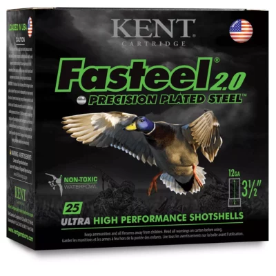 Kent Fasteel 2.0 Waterfowl Load, 12Ga 3″ #2 Steel Shot 1 1/4oz 1500FPS - 25Rds - Kent - Rangeview Sports Canada