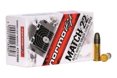 Norma Match 22 LR Rimfire Ammo, 40Gr LRN - 50Rds
