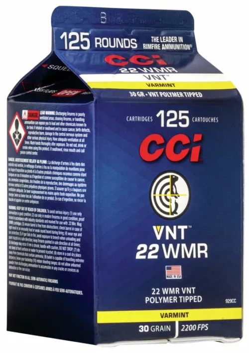 Cci Vnt Varmint 22 Wmr Rimfire Ammo, 30Gr Vnt - 125Rds - Image 1