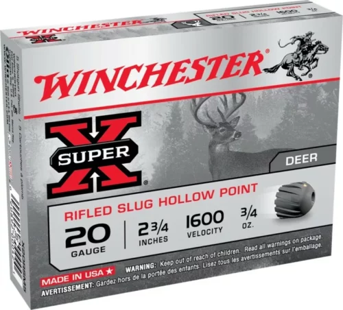 Winchester Superx Rifled Slug, 20Ga 2 3/4&Amp;Quot; Hp Slug 3/4Oz 1600Fps - 5Rds - Image 1