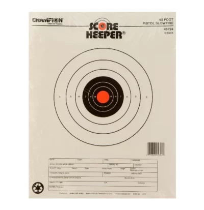 Champion Score Keeper 50 Foot Pistol Slow Fire Targets - 12Pk - champion - Rangeview Sports Canada