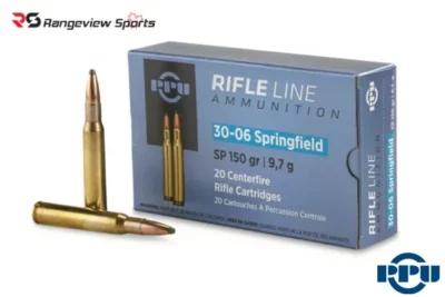 PPU 30-06 Spfd Rifle Ammo, 150Gr FMJ – 20Rds rangeview sports canada