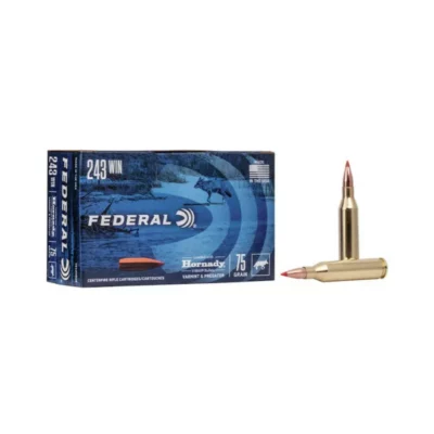 Federal 243 Win Rifle Ammo 75 Gr, Hornady V-Max 3425 FPS -20Rds - Federal - Rangeview Sports Canada