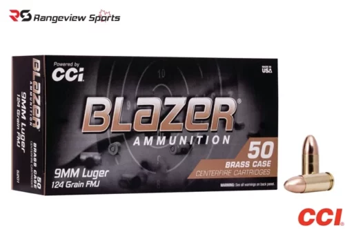 CCI Blazer Brass 9mm Ammo 124Gr FMJ - 1000Rds - Rangeview Sports Cci Blazer Brass 9Mm Ammo 124Gr Fmj - 1000Rds - Rangeview Sports
