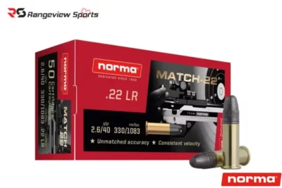 Norma Match 22LR Rimfire Ammo 40gr LRN – 50 Rds rangeview sports canada