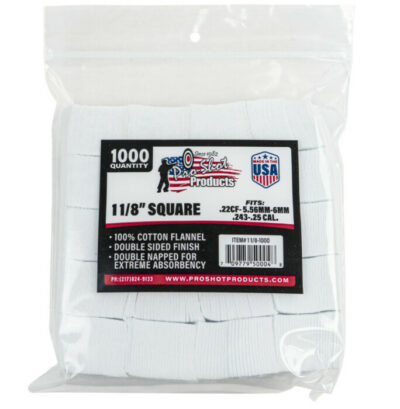 Pro-Shot .22-25Cal 1-1/8" Square Cleaning Patches - 1000Pk - Pro-Shot - Rangeview Sports Canada