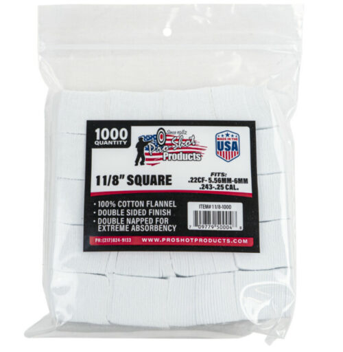 Pro-Shot .22-270Cal 1-1/8&Amp;Quot; Square Cleaning Patches - 1000Pk - Image 1