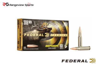 Federal Premium 308 Win Rifle Ammo, 168Gr Berger Hybrid Hunter – 20Rds Rangeview sports CANADA