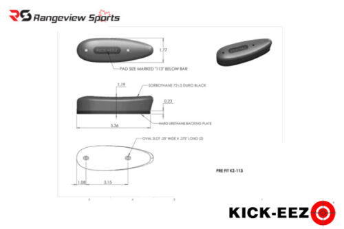 Kick-Eez Pre-fit KZ-113 Recoil Pad Rangeview sports CANADA Kick-Eez Pre-Fit Kz-113 Recoil Pad Rangeview Sports Canada