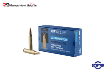 PPU Rifle Line 223 Rem Rifle Ammo, 55Gr FMJBT – 20Rds Rangeview sports CANADA