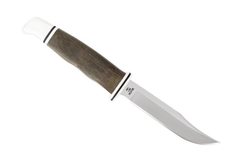 Buck 102 Woodsman Pro Knife W/ Green Canvas Micarta Handle - Image 1