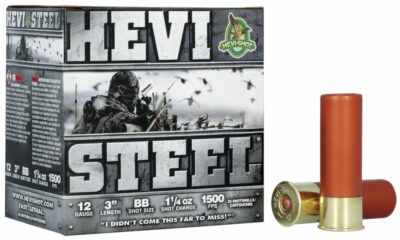 Hevi-Shot Hevi-Steel 12Ga Waterfowl Load, 3" #BB Steel Shot 1 1/4oz 1500FPS - 25Rds