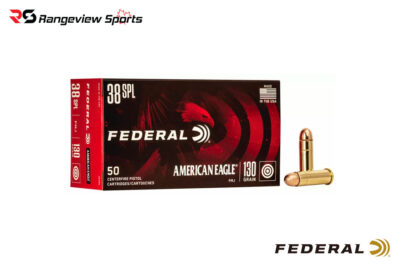 Federal American Eagle 38 Special Revolver Ammo, 130Gr FMJ – 50Rds