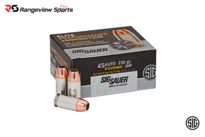 Sig Sauer Elite V-Crown 45 ACP Pistol Ammo 230Gr, JHP 830FPS – 20Rds