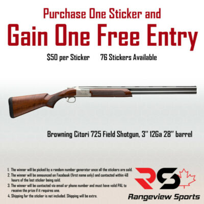 Rangeview Sports Sticker (Browning Citori 725 Field Shotgun, 3'' 12Ga 28'' Barrel) - - Rangeview Sports Canada
