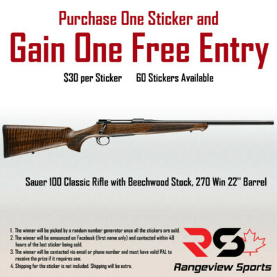 Rangeview Sports Sticker (Sauer 100 Classic Rifle with Beechwood Stock, 270 Win 22'' Barrel) - - Rangeview Sports Canada