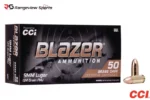 CCI Blazer Brass 9mm Pistol Ammo, 124Gr FMJ - 50Rds
