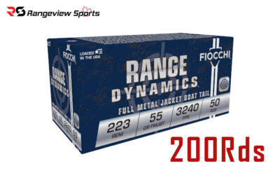 Fiocchi Range Dynamics 223 Rem Rifle Ammo 55gr, FMJBT - 200Rds Deal Pack
