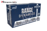 Fiocchi Range Dynamics 9mm Pistol Ammo, 115Gr FMJ - 50Rds