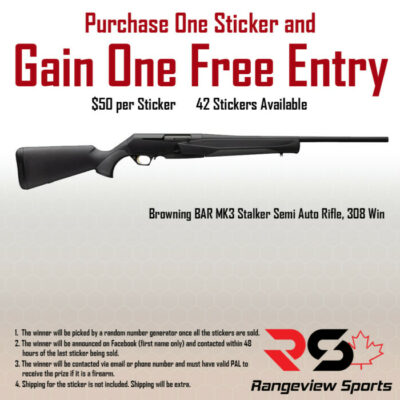 Rangeview Sports Sticker (Browning BAR MK3 Stalker Rifle, 308 Win)