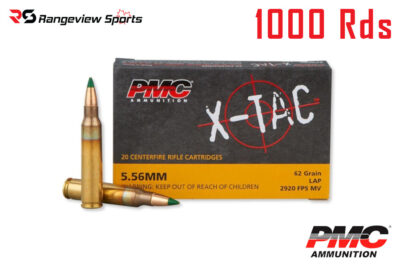 PMC X-Tac 5.56x45mm M855 Rifle Ammo, 62gr Green Tip - 1000Rds Bulk
