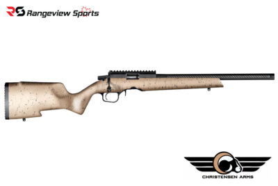 Christensen Arms Ranger 22 LR Bolt Action Rimfire Rifle, 18'' Carbon Fiber Barrel 1:16 Twist - Tan w/ Black Webbing