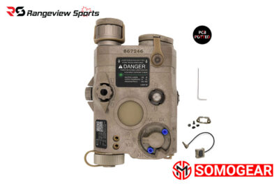 SomoGear PEQ-15 FP Airsoft Aiming Laser, Green Visible/IR/Illuminator - Tan