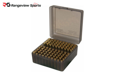 MTM FlipTop Small Rifle Ammo Case, Clear Smoke - 100Rd