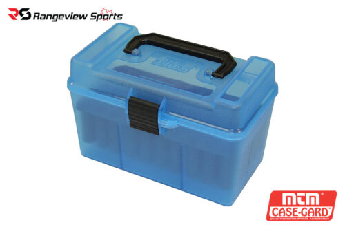 MTM Case-Gard Clear Blue Rifle Ammo Box, 308 Win/243 Win/22-250 Rem - 50Rd Mtm Case-Gard Clear Blue Rifle Ammo Box, 308 Win/243 Win/22-250 Rem - 50Rd