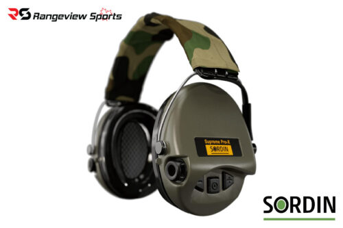 SORDIN Supreme Pro-X - Green Cups, Camo Nylon Headband with Gel Earseals Sordin Supreme Pro-X - Green Cups, Camo Nylon Headband With Gel Earseals