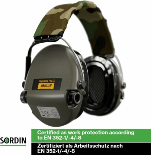 Sordin Supreme Pro-X - Green Cups, Camo Nylon Headband With Gel Earseals - Image 4