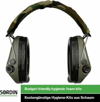 SORDIN Supreme Pro-X - Green Cups, Camo Nylon Headband with PVC - Image 3