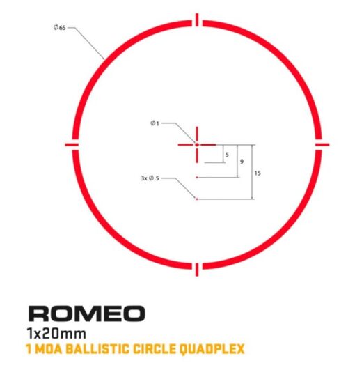 ROMEO4H-RETICLE-UPDATE-9-29-2022.jpg Sig Sauer Romeo4H Red Dot Sight, 1 Moa Ballistic Circle Quadplex Reticle - Image 2