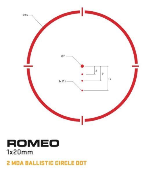 Sig Sauer Romeo4S Red Dot Sight, 2 Moa Ballistic Circle Dot - Image 2