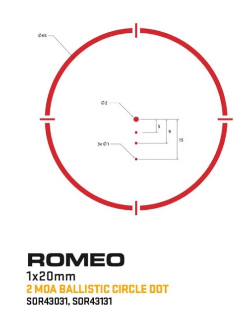 Sig Sauer Romeo4T Red Dot Sight, 2 Moa Ballistic Circle Dot - Image 2