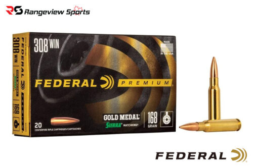 Federal Premium Gold Medal 308 Win Rifle Ammo, 168Gr Sierra Matchking Bthp- 20Rds | Rangeview Sports Canada