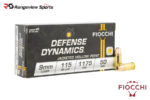Fiocchi Defense Dynamics 9mm Pistol Ammo, 124Gr JHP - 50Rds