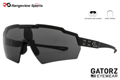 Gatorz BlastShield Protective Shooting Glasses, Non-Polar Lens, Smoke - Black w/ Silver Logo