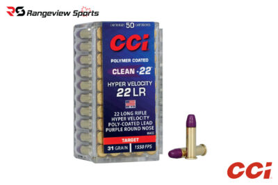 CCI Clean-22 Hyper Velocity 22 LR Rimfire Ammo, 31gr Purple RN - 50Rds