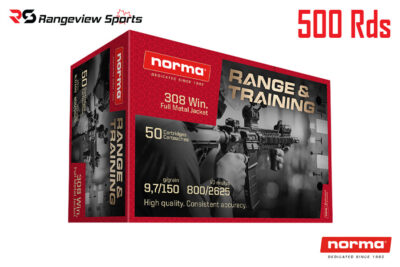 Norma Range & Training 308 Win Rifle Ammo, 150gr FMJ - 500Rds Bulk