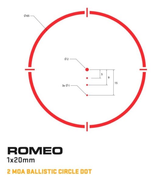 Sig Sauer Romeo4H Red Dot Sight, 2 Moa Ballistic Circle Dot - Image 2