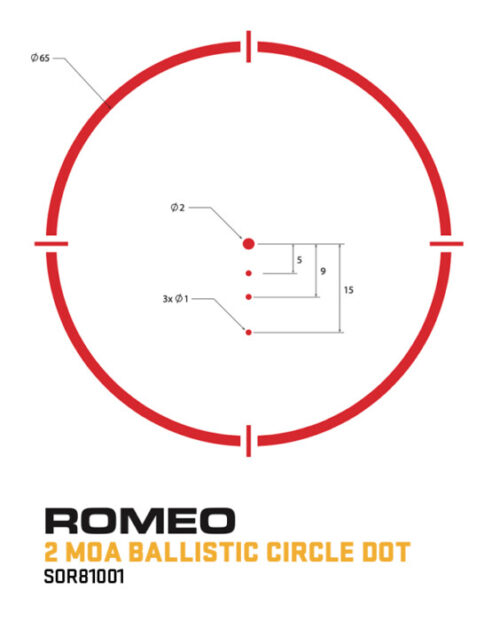 ROMEO8H-RETICLE-2021.jpg Sig Sauer Romeo8H Red Dot Sight, 2 Moa Ballistic Circle Dot - Image 3