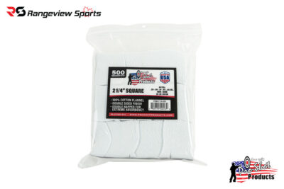 Pro Shot Cotton Flannel Patches, 38-45 Cal/20Ga-410Ga, 21/4'' Square - 500Ct