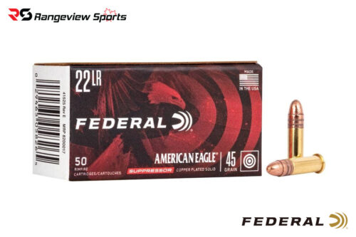 Federal American Eagle Suppressor 22 Lr Rimfire Ammo 45Gr, Cprn Subsonic - 50Rds