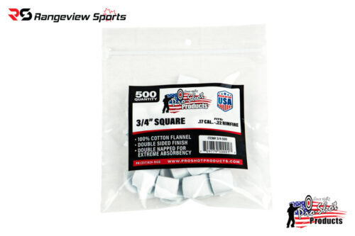 Pro Shot Cotton Flannel Patches, 17-22 Cal Rimfire, 3/4'' Square - 500Ct Pro Shot Cotton Flannel Patches, 17-22 Cal Rimfire, 3/4'' Square - 500Ct