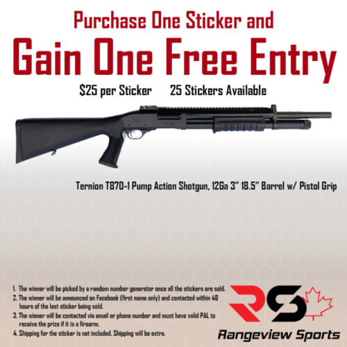 Rangeview Sports Sticker (Ternion T870-1 Pump Action Shotgun, 12Ga 3'' 18.5'' Barrel W/ Pistol Grip) | Rangeview Sports Canada