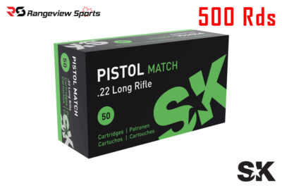 SK Pistol Match 22 LR Rimfire Ammo, 40gr LRN - 500Rds