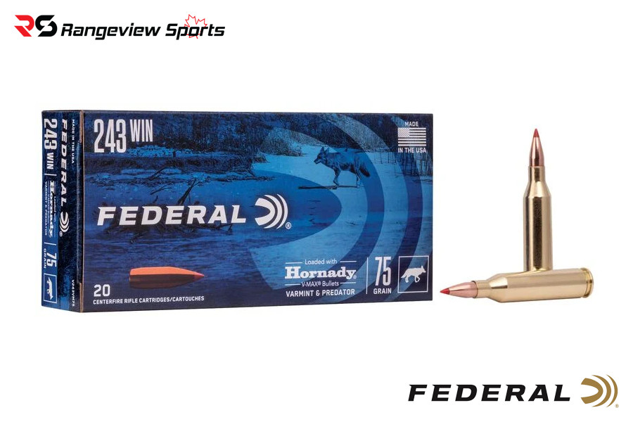 Federal Varmint & Predator 243 Win Rifle Ammo, 75gr V-Max - 20Rds Federal Varmint &Amp;Amp; Predator 243 Win Rifle Ammo, 75Gr V-Max - 20Rds