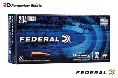 Federal Varmint & Predator 204 Ruger Rifle Ammo, 32gr V-Max - 20Rds